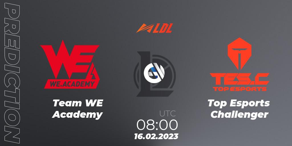 Team WE Academy - Top Esports Challenger: прогноз. 16.02.2023 at 09:30, LoL, LDL 2023 - Regular Season