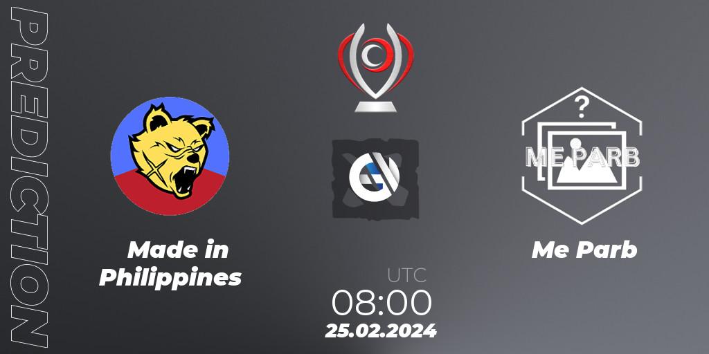 Made in Philippines - Me Parb: прогноз. 25.02.2024 at 08:51, Dota 2, Opus League