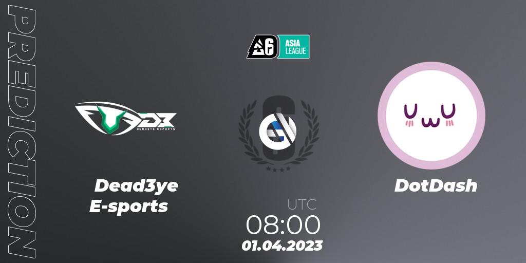 Dead3ye E-sports - DotDash: прогноз. 01.04.2023 at 08:00, Rainbow Six, South Asia League 2023 - Stage 1