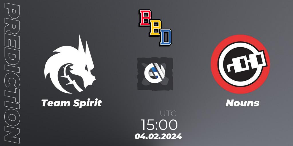 Team Spirit - Nouns: прогноз. 04.02.2024 at 14:43, Dota 2, BetBoom Dacha Dubai 2024