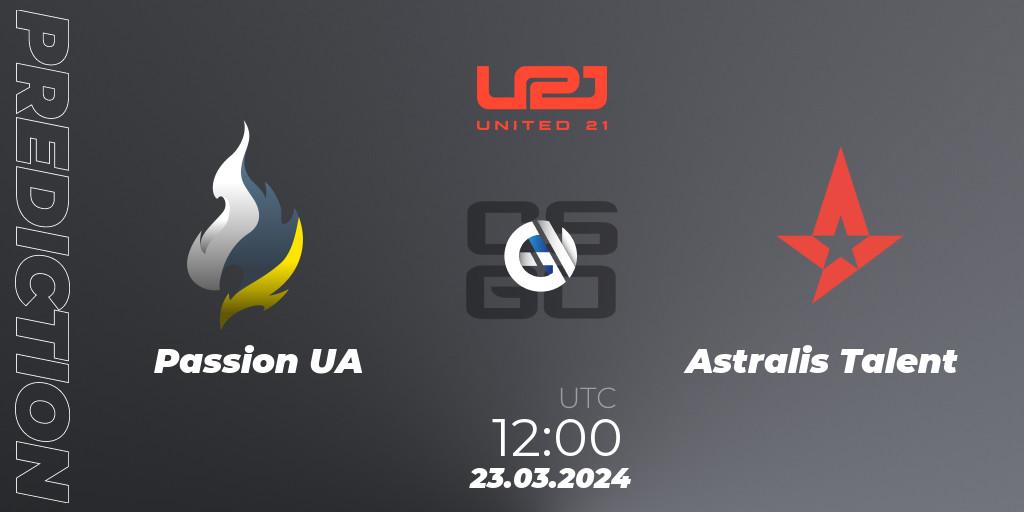 Passion UA - Astralis Talent: прогноз. 23.03.24, CS2 (CS:GO), United21 Season 13