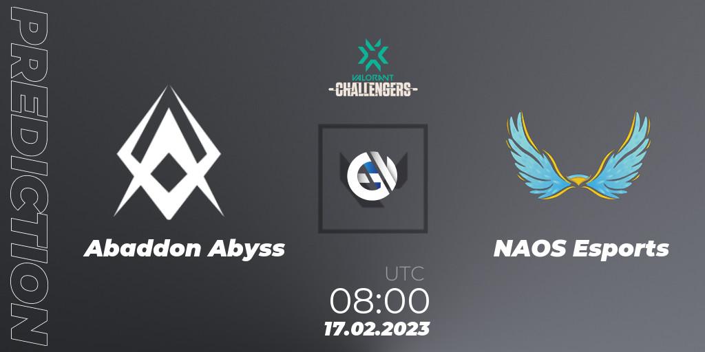 Abaddon Abyss - NAOS Esports: прогноз. 17.02.23, VALORANT, VALORANT Challengers 2023: Philippines Split 1