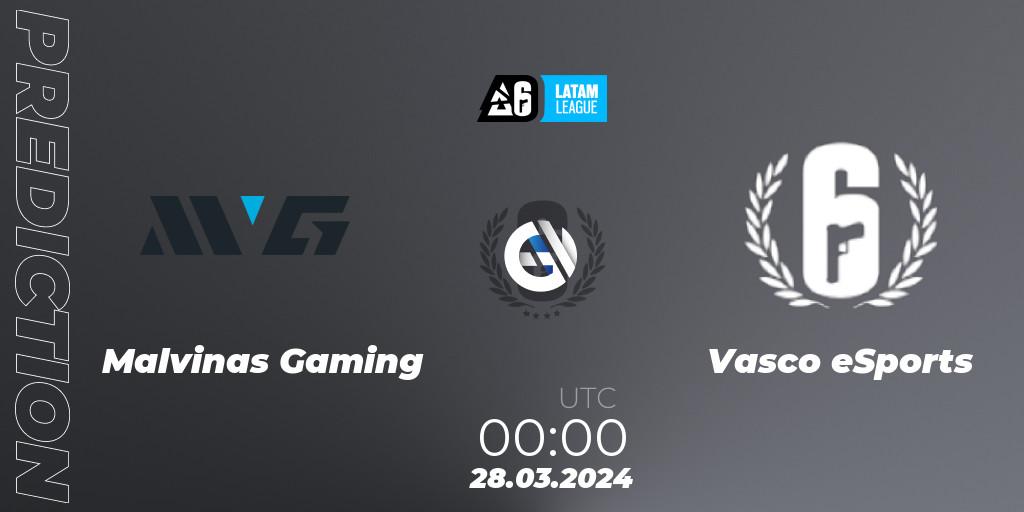 Malvinas Gaming - Vasco eSports: прогноз. 28.03.2024 at 00:00, Rainbow Six, LATAM League 2024 - Stage 1: LATAM South