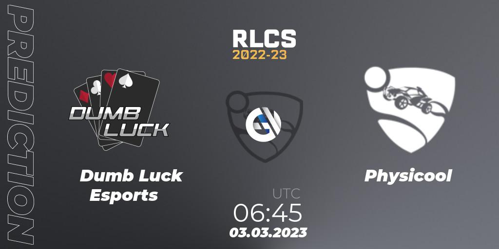 Dumb Luck Esports - Physicool: прогноз. 03.03.2023 at 06:45, Rocket League, RLCS 2022-23 - Winter: Oceania Regional 3 - Winter Invitational