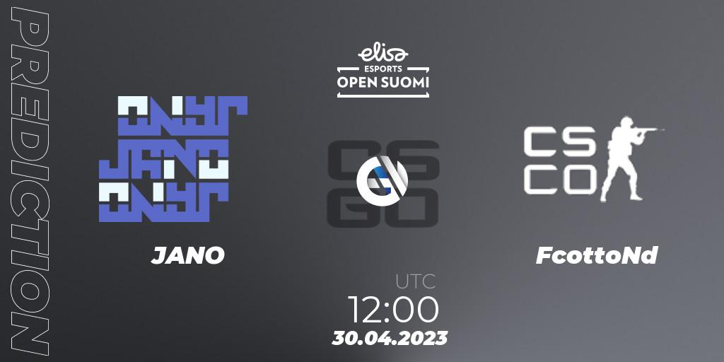 JANO - FcottoNd: прогноз. 30.04.2023 at 12:00, Counter-Strike (CS2), Elisa Open Suomi Season 5