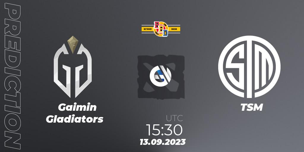 Gaimin Gladiators - TSM: прогноз. 13.09.2023 at 18:00, Dota 2, BetBoom Dacha