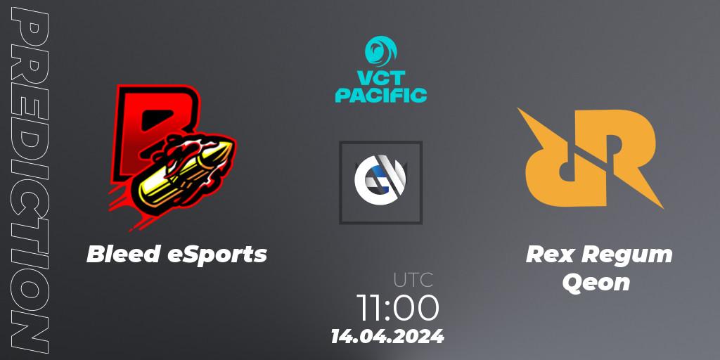 Bleed eSports - Rex Regum Qeon: прогноз. 14.04.2024 at 11:00, VALORANT, VALORANT Champions Tour 2024: Pacific League - Stage 1 - Group Stage