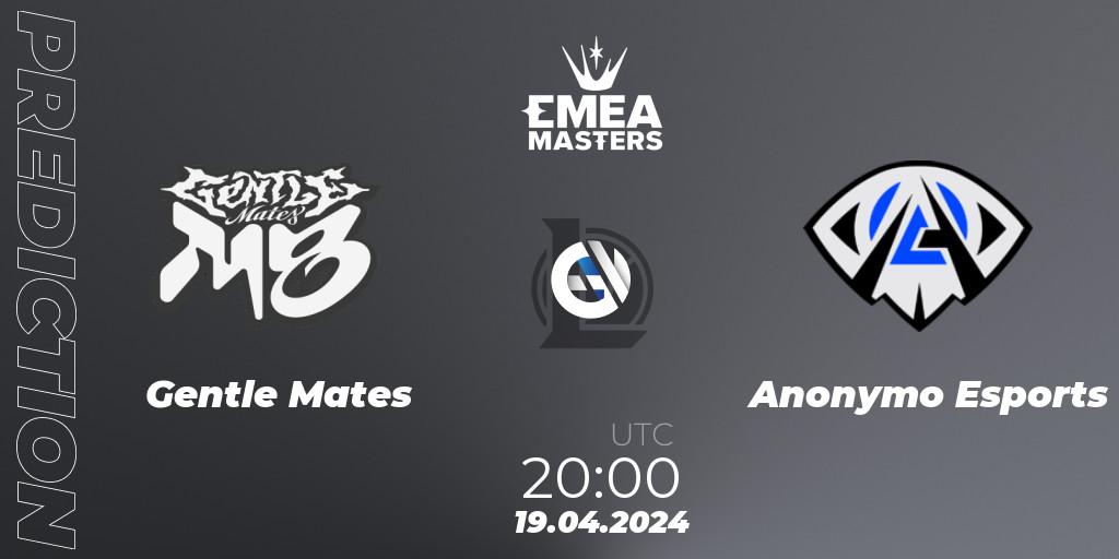 Gentle Mates - Anonymo Esports: прогноз. 19.04.2024 at 20:00, LoL, EMEA Masters Spring 2024 - Group Stage