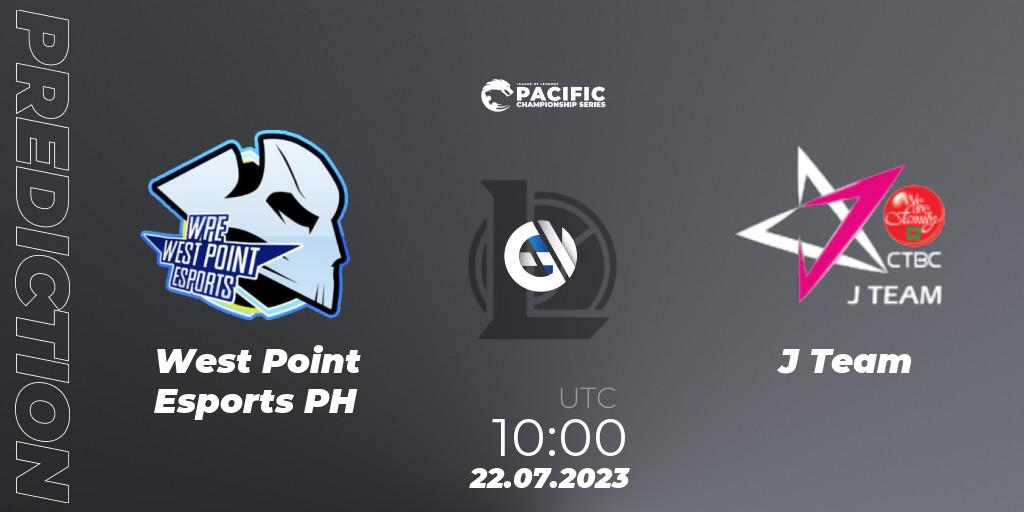 West Point Esports PH - J Team: прогноз. 22.07.2023 at 10:00, LoL, PACIFIC Championship series Group Stage