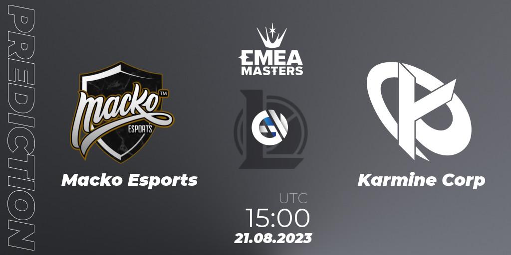 Macko Esports - Karmine Corp: прогноз. 21.08.2023 at 15:00, LoL, EMEA Masters Summer 2023