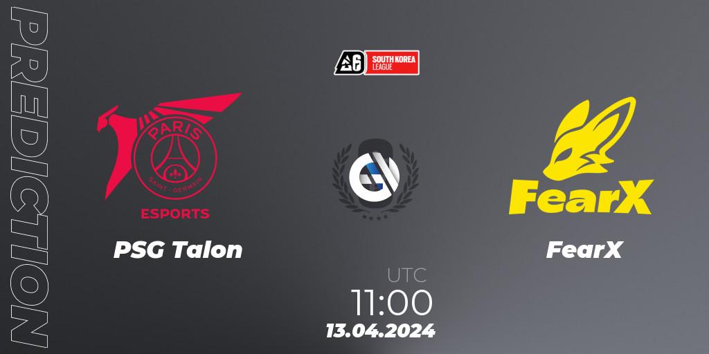 PSG Talon - FearX: прогноз. 13.04.2024 at 11:00, Rainbow Six, South Korea League 2024 - Stage 1