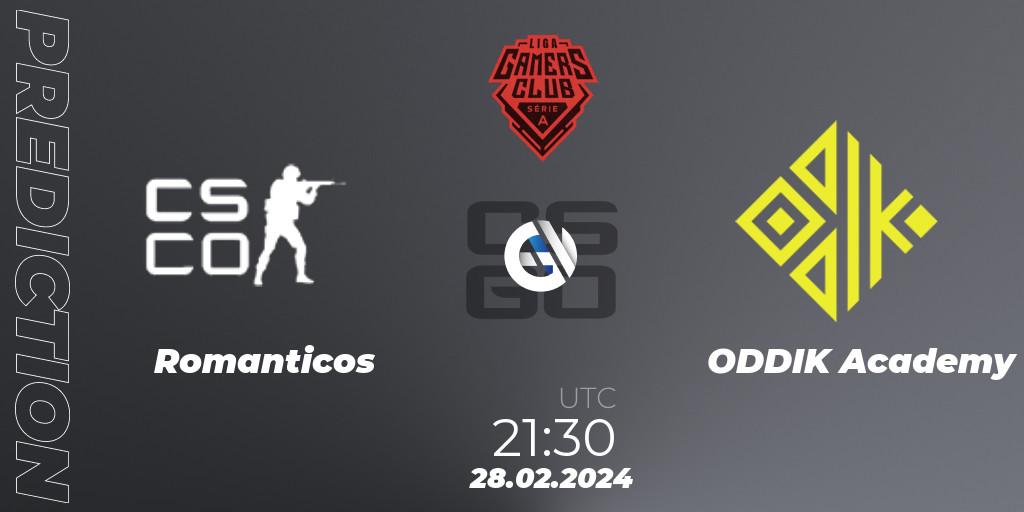 Romanticos - ODDIK Academy: прогноз. 28.02.2024 at 21:30, Counter-Strike (CS2), Gamers Club Liga Série A: February 2024