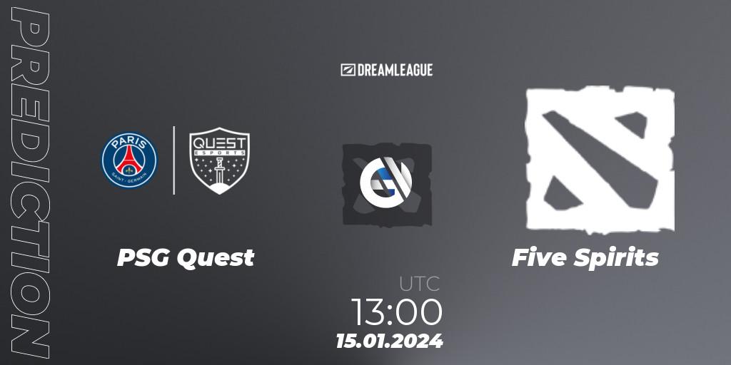 PSG Quest - Five Spirits: прогноз. 15.01.2024 at 13:45, Dota 2, DreamLeague Season 22: MENA Closed Qualifier