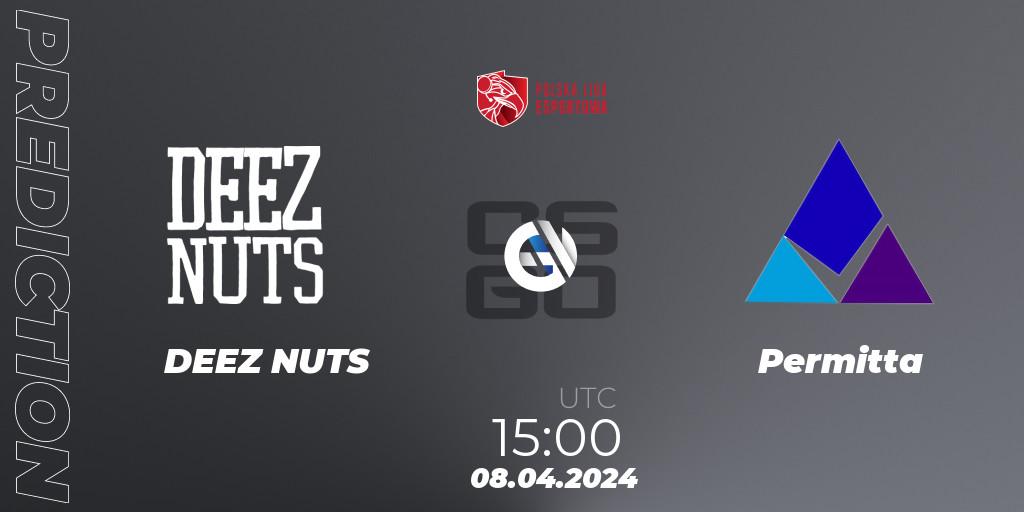 DEEZ NUTS - Permitta: прогноз. 08.04.2024 at 15:00, Counter-Strike (CS2), Polska Liga Esportowa 2024: Split #1