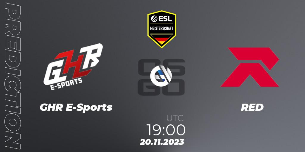 GHR E-Sports - RED: прогноз. 20.11.23, CS2 (CS:GO), ESL Meisterschaft: Autumn 2023