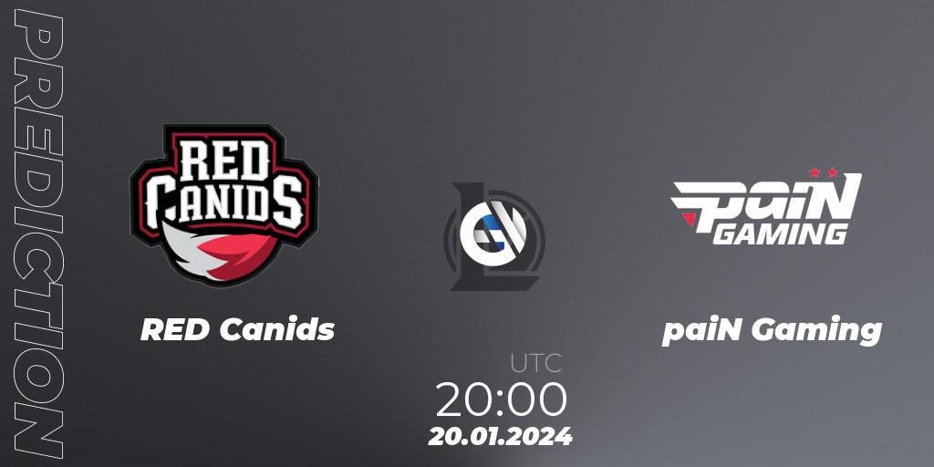 RED Canids - paiN Gaming: прогноз. 20.01.2024 at 20:00, LoL, CBLOL Split 1 2024 - Group Stage