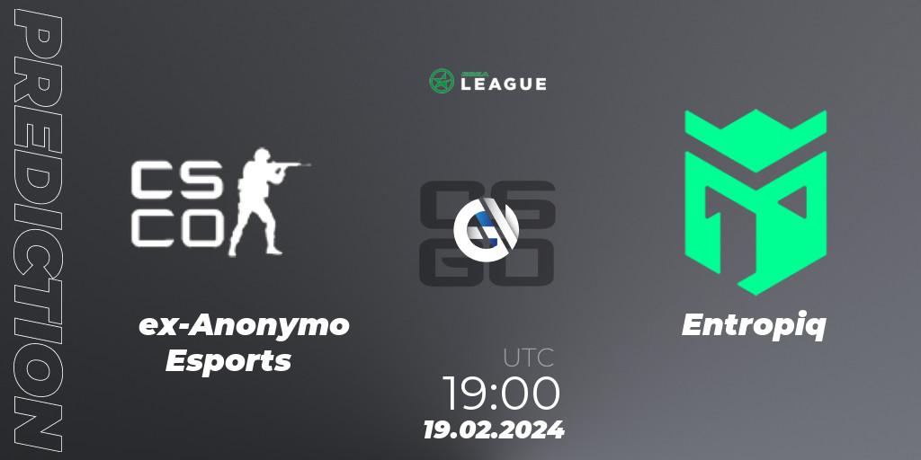 ex-Anonymo Esports - Entropiq: прогноз. 19.02.2024 at 19:00, Counter-Strike (CS2), ESEA Season 48: Advanced Division - Europe