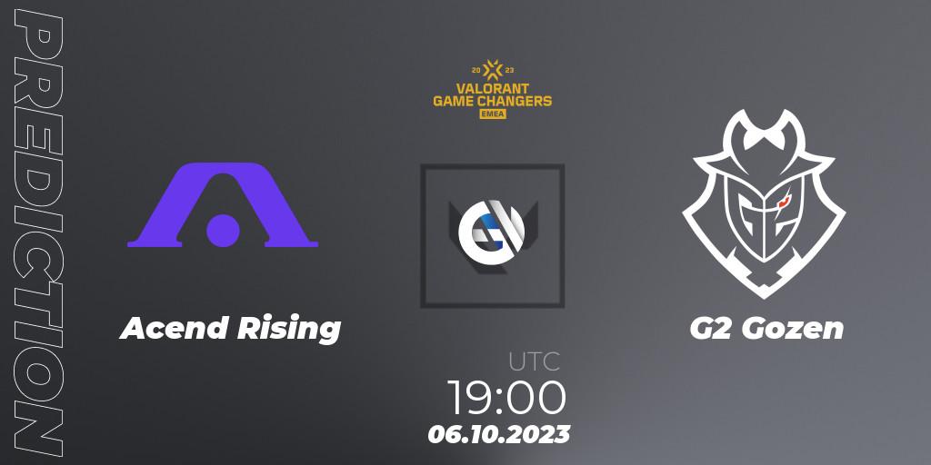 Acend Rising - G2 Gozen: прогноз. 06.10.2023 at 18:10, VALORANT, VCT 2023: Game Changers EMEA Stage 3 - Playoffs