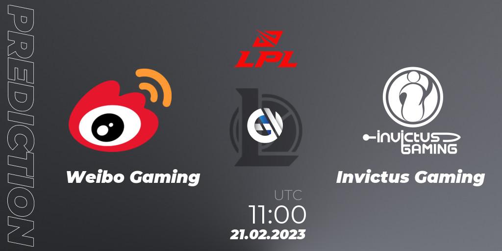 Weibo Gaming - Invictus Gaming: прогноз. 21.02.2023 at 11:15, LoL, LPL Spring 2023 - Group Stage