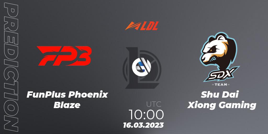 FunPlus Phoenix Blaze - Shu Dai Xiong Gaming: прогноз. 16.03.23, LoL, LDL 2023 - Regular Season
