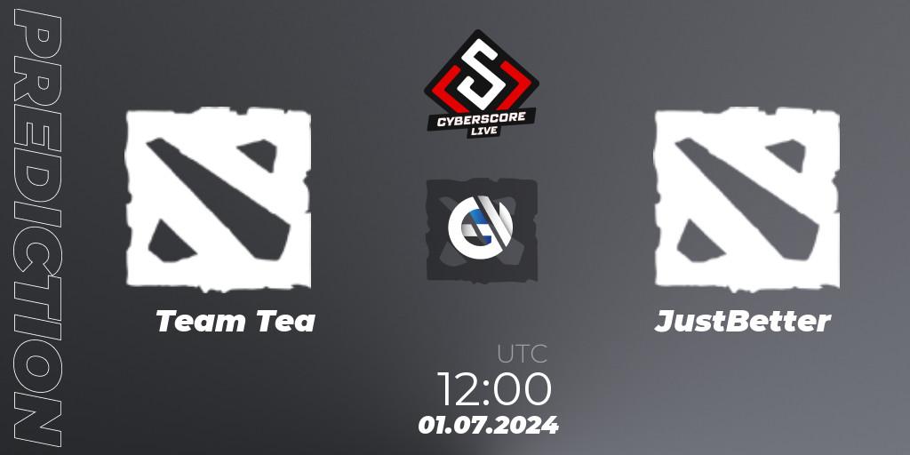 Team Tea - JustBetter: прогноз. 08.07.2024 at 18:00, Dota 2, CyberScore Cup