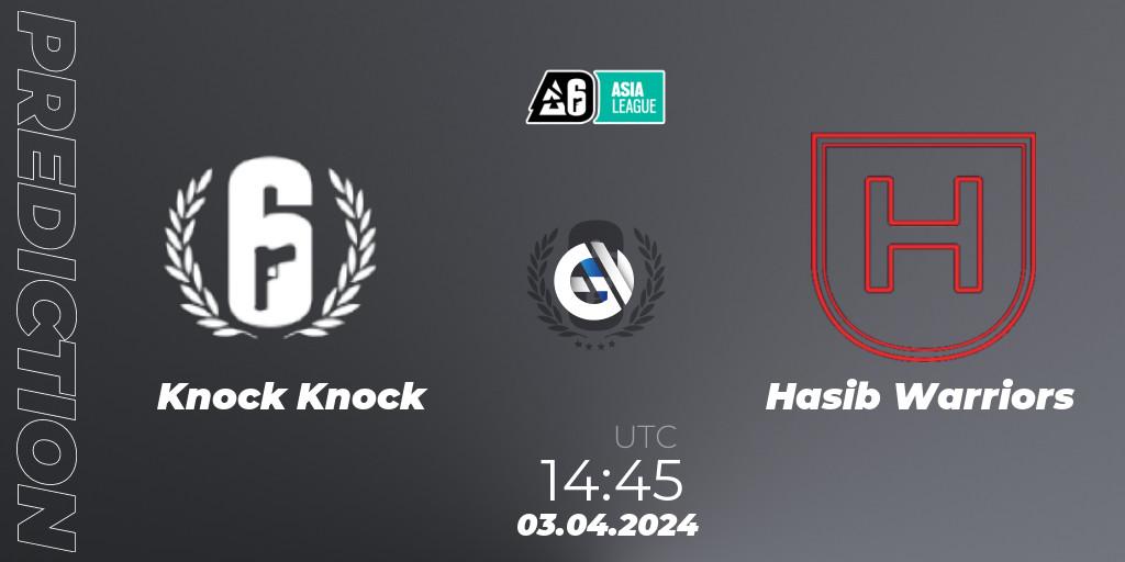 Knock Knock - Hasib Warriors: прогноз. 03.04.2024 at 14:45, Rainbow Six, Asia League 2024 - Stage 1