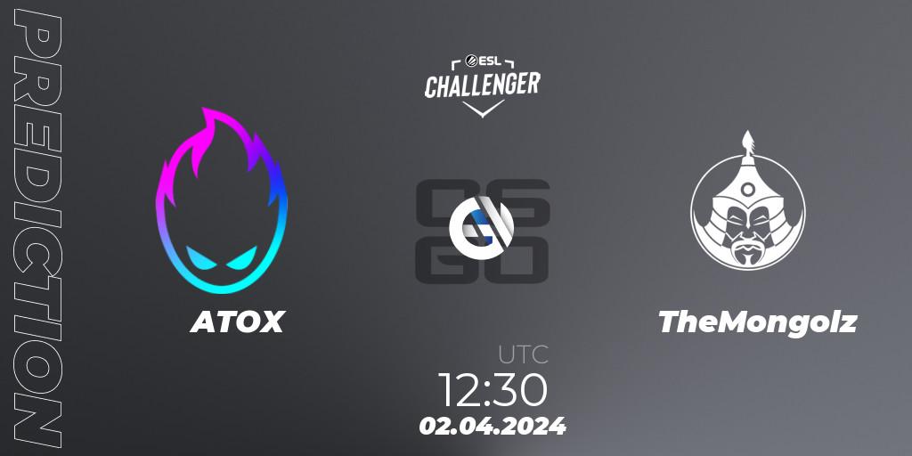 ATOX - TheMongolz: прогноз. 02.04.2024 at 12:30, Counter-Strike (CS2), ESL Challenger #57: Asian Closed Qualifier