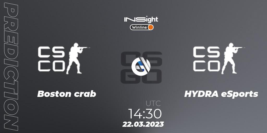 Boston crab - HYDRA eSports: прогноз. 22.03.2023 at 14:30, Counter-Strike (CS2), Winline Insight Season 3