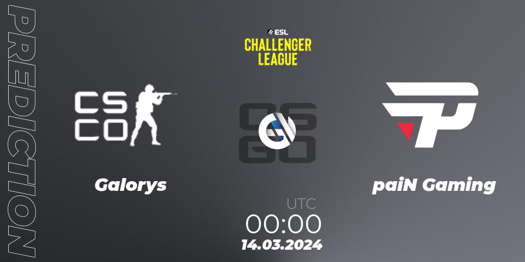 Galorys - paiN Gaming: прогноз. 08.05.2024 at 19:00, Counter-Strike (CS2), ESL Challenger League Season 47: South America