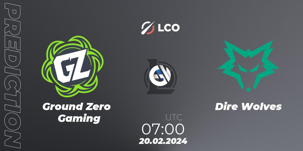 Ground Zero Gaming - Dire Wolves: прогноз. 20.02.2024 at 07:00, LoL, LCO Split 1 2024 - Group Stage