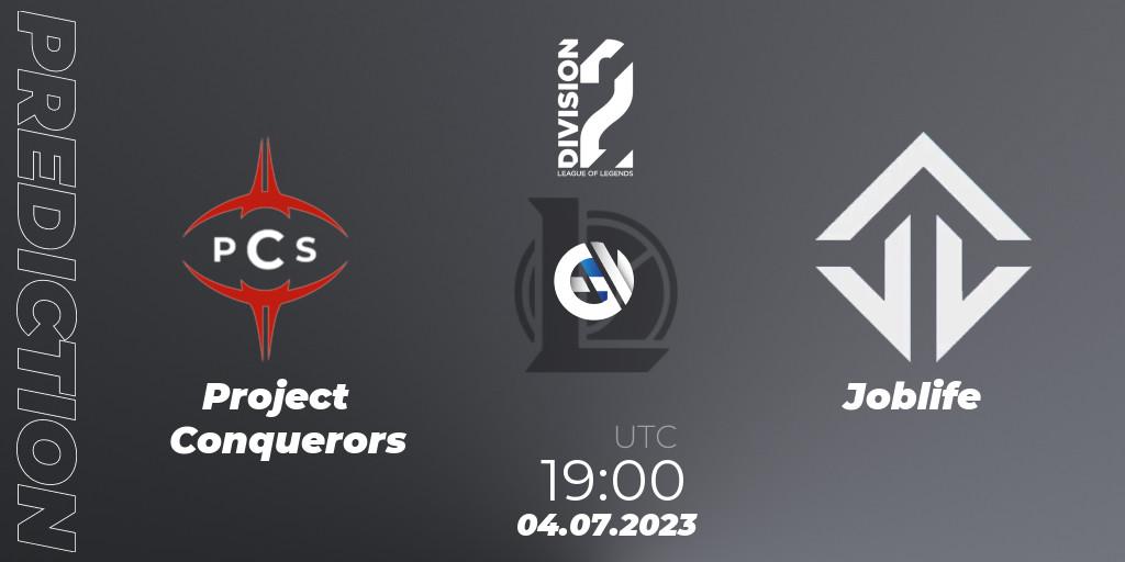 Project Conquerors - Joblife: прогноз. 04.07.2023 at 19:00, LoL, LFL Division 2 Summer 2023 - Group Stage