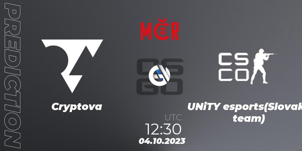 Cryptova - UNITY Esports: прогноз. 04.10.23, CS2 (CS:GO), Tipsport Cup Prague Fall 2023: Online Stage
