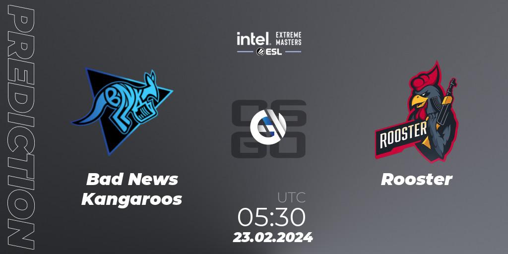 Bad News Kangaroos - Rooster: прогноз. 23.02.2024 at 05:30, Counter-Strike (CS2), Intel Extreme Masters Dallas 2024: Oceanic Closed Qualifier