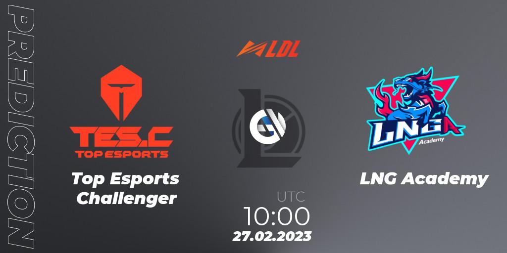 Top Esports Challenger - LNG Academy: прогноз. 27.02.2023 at 10:00, LoL, LDL 2023 - Regular Season