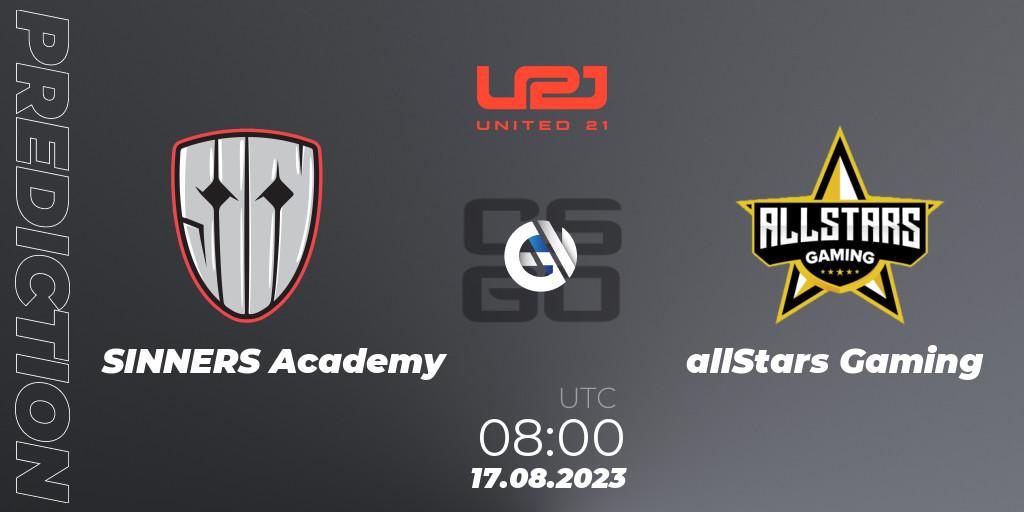 SINNERS Academy - allStars Gaming: прогноз. 17.08.23, CS2 (CS:GO), United21 Season 5