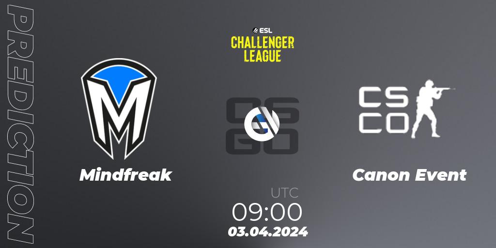 Mindfreak - Canon Event: прогноз. 03.04.2024 at 09:00, Counter-Strike (CS2), ESL Challenger League Season 47: Oceania