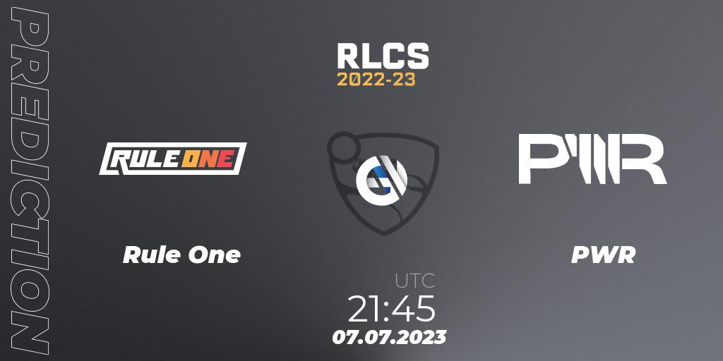 Rule One - PWR: прогноз. 07.07.2023 at 22:00, Rocket League, RLCS 2022-23 Spring Major