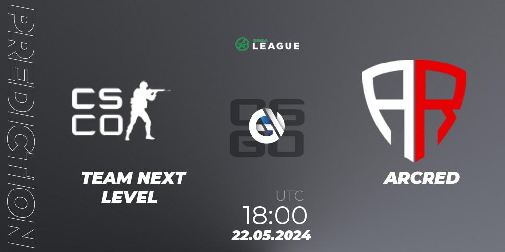 TEAM NEXT LEVEL - ARCRED: прогноз. 22.05.2024 at 18:00, Counter-Strike (CS2), ESEA Season 49: Advanced Division - Europe