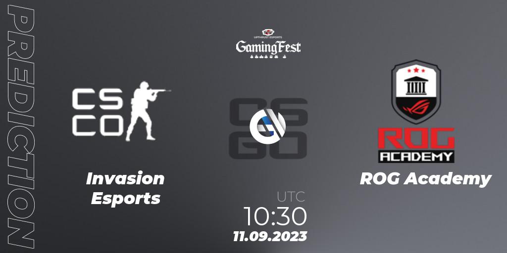 Invasion Esports - ROG Academy: прогноз. 11.09.2023 at 10:30, Counter-Strike (CS2), Upthrust Esports GamingFest Season 3