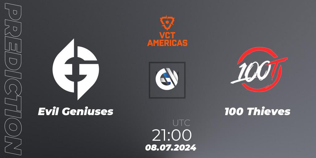 Evil Geniuses - 100 Thieves: прогноз. 08.07.2024 at 21:00, VALORANT, VALORANT Champions Tour 2024: Americas League - Stage 2 - Group Stage