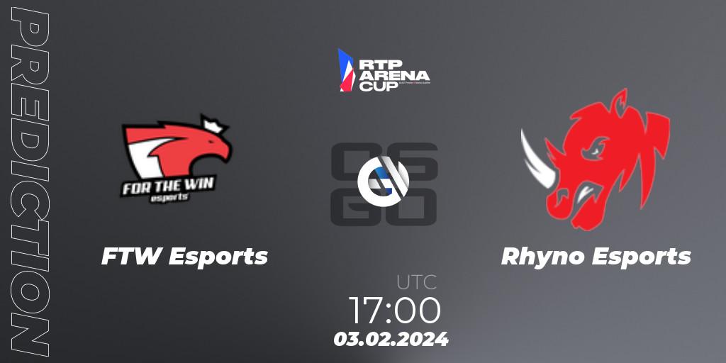 FTW Esports - Rhyno Esports: прогноз. 03.02.2024 at 17:30, Counter-Strike (CS2), RTP Arena Cup 2024