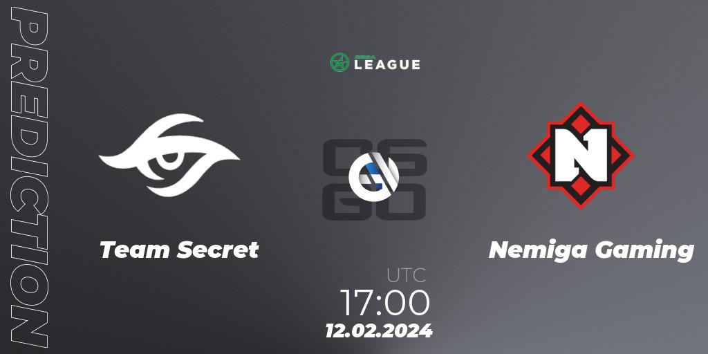 Team Secret - Nemiga Gaming: прогноз. 12.02.2024 at 17:00, Counter-Strike (CS2), ESEA Season 48: Advanced Division - Europe
