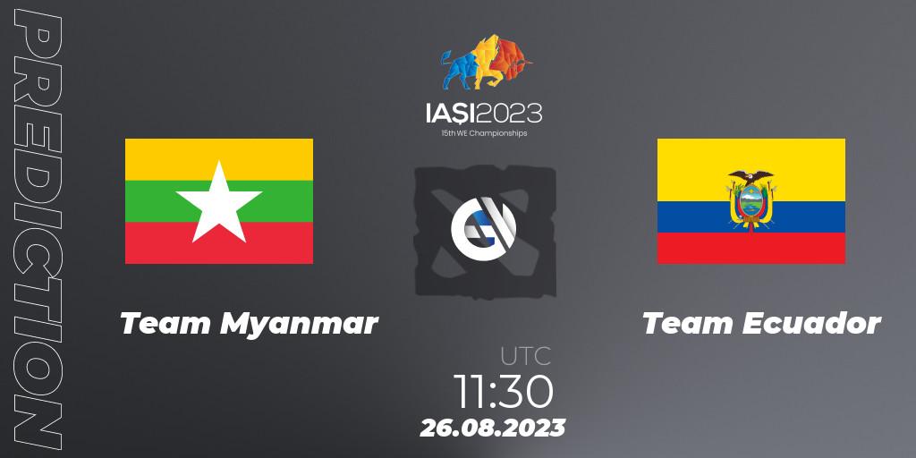 Team Myanmar - Team Ecuador: прогноз. 26.08.2023 at 19:30, Dota 2, IESF World Championship 2023