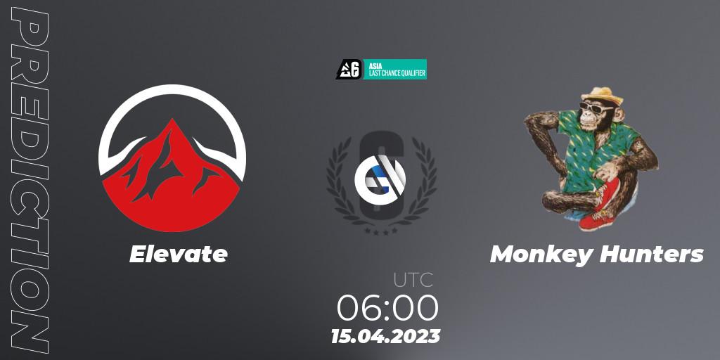 Elevate - Monkey Hunters: прогноз. 15.04.2023 at 08:00, Rainbow Six, Asia League 2023 - Stage 1 - Last Chance Qualifiers