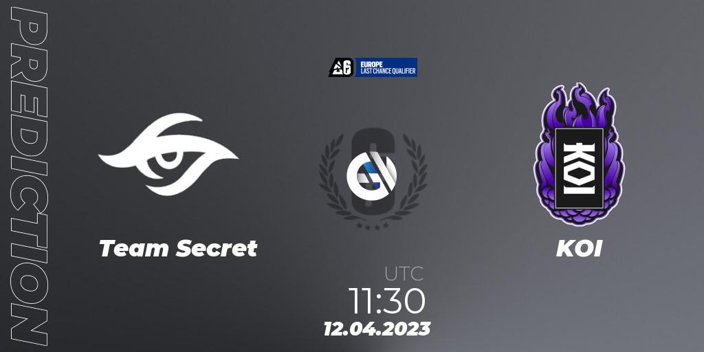 Team Secret - KOI: прогноз. 12.04.2023 at 11:30, Rainbow Six, Europe League 2023 - Stage 1 - Last Chance Qualifiers