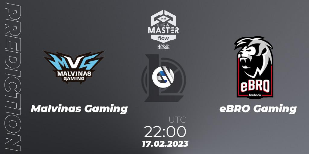 Malvinas Gaming - eBRO Gaming: прогноз. 17.02.2023 at 22:00, LoL, Liga Master Opening 2023 - Group Stage