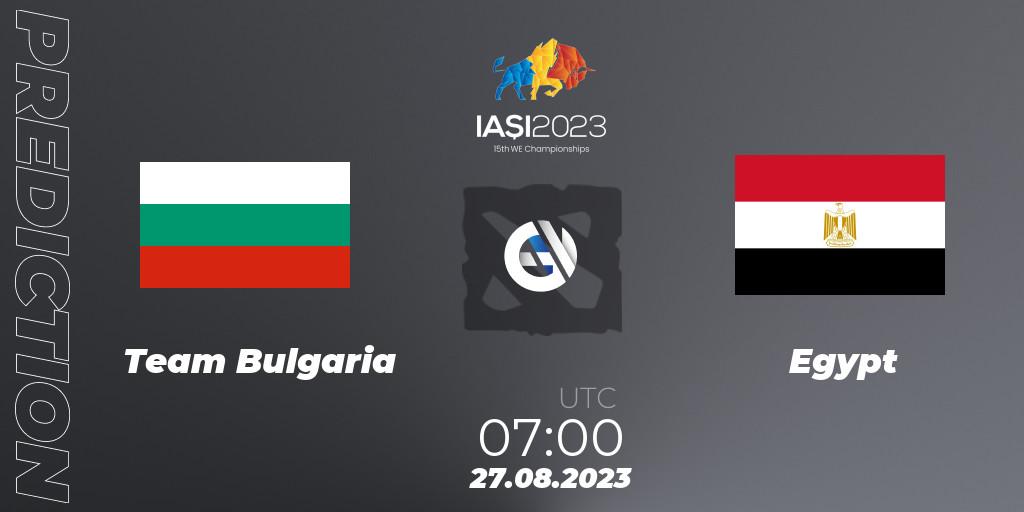 Team Bulgaria - Egypt: прогноз. 27.08.2023 at 10:00, Dota 2, IESF World Championship 2023
