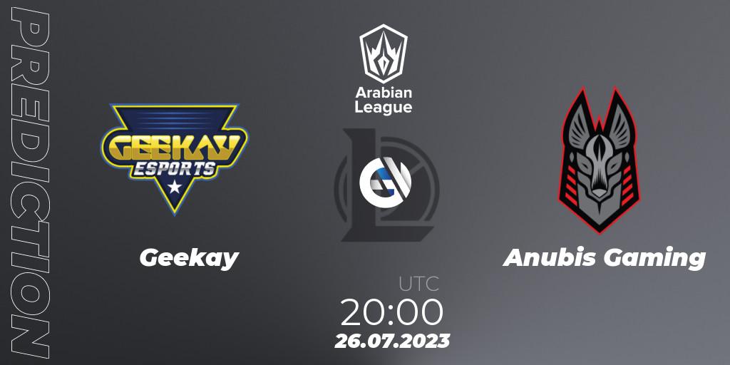 Geekay - Anubis Gaming: прогноз. 26.07.23, LoL, Arabian League Summer 2023 - Group Stage