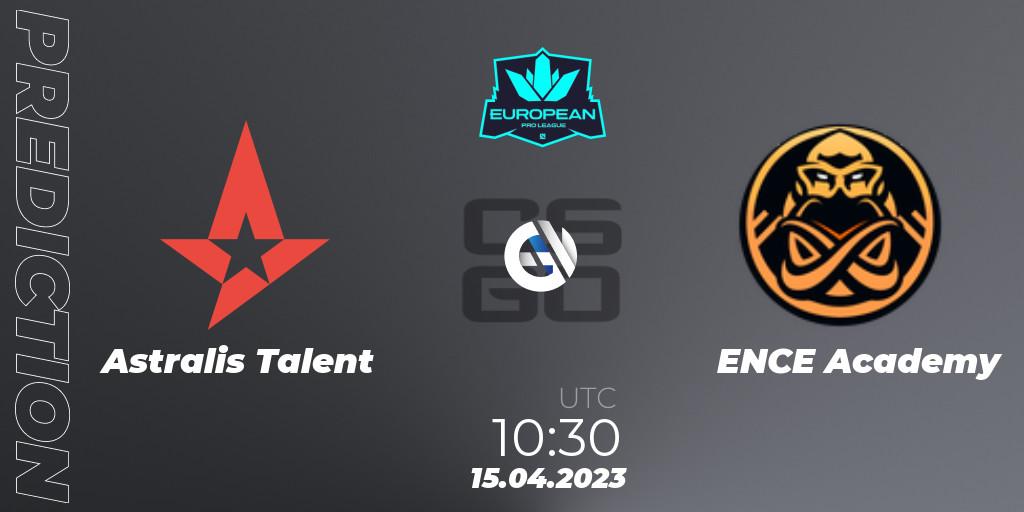 Astralis Talent - ENCE Academy: прогноз. 15.04.2023 at 09:00, Counter-Strike (CS2), European Pro League Season 7