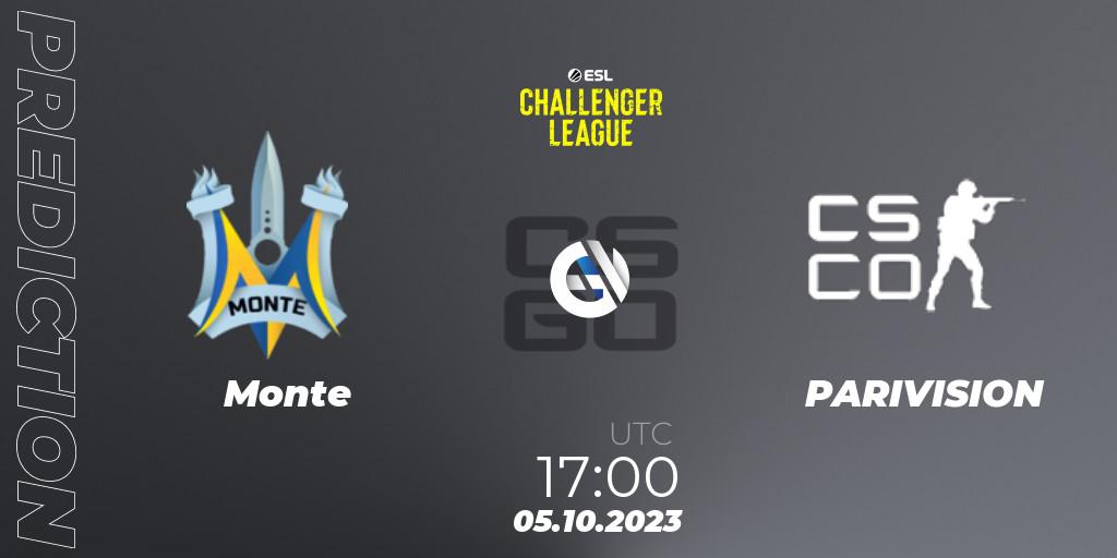 Monte - PARIVISION: прогноз. 05.10.2023 at 17:00, Counter-Strike (CS2), ESL Challenger League Season 46: Europe